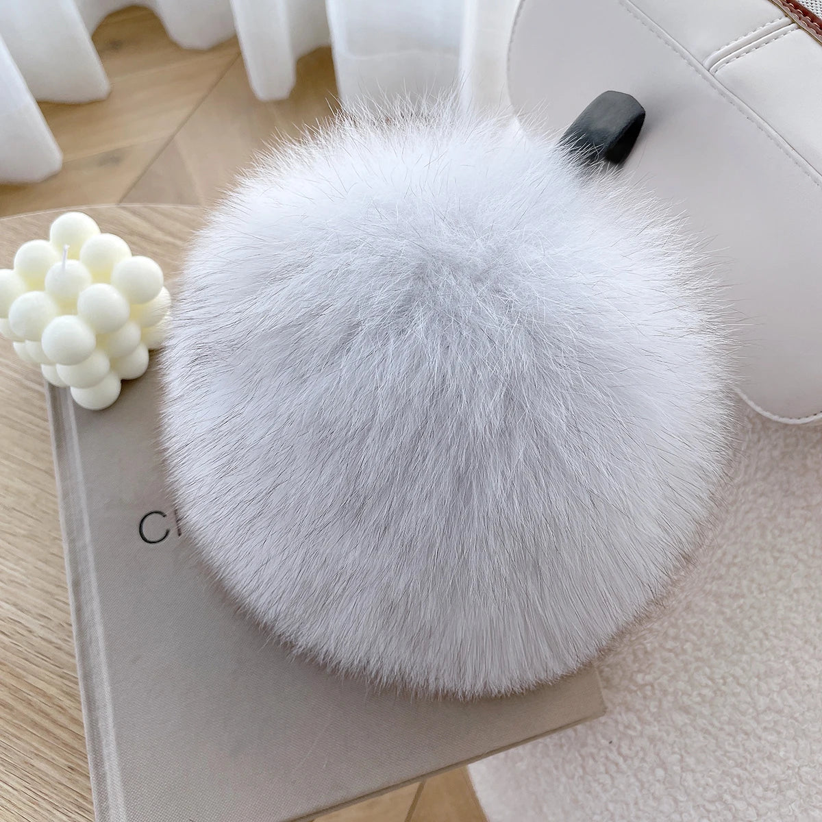Winter Women Warm Real Fox Fur Earmuffs Girl's Earlap Ultra Large Ladies Plush Earmuff Luxury Ladies Fox Fur Earmuffs
