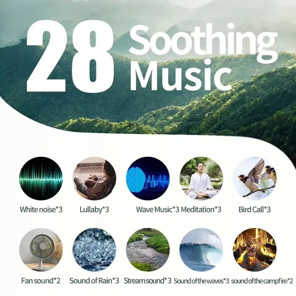 White Noise Sound Machine - 28 Solfeggio Frequencies Rechargeable Baby Sleep Therapy Device