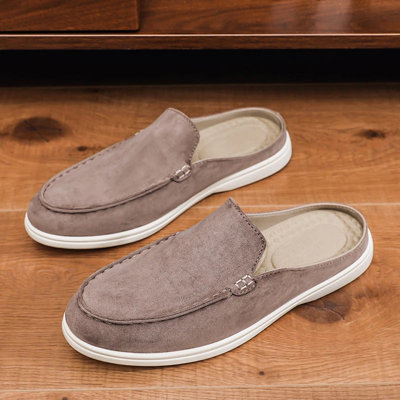 Men's suede-look slip-on mule with open back