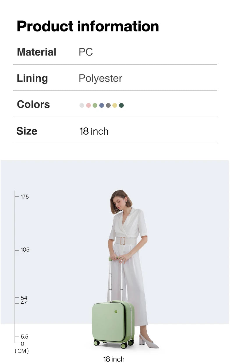 Mixi New Patent Design Carry On Suitcase Women 18 Inch Rolling Luggage Men Polycarbonate Aluminum Frame Elegant Noble