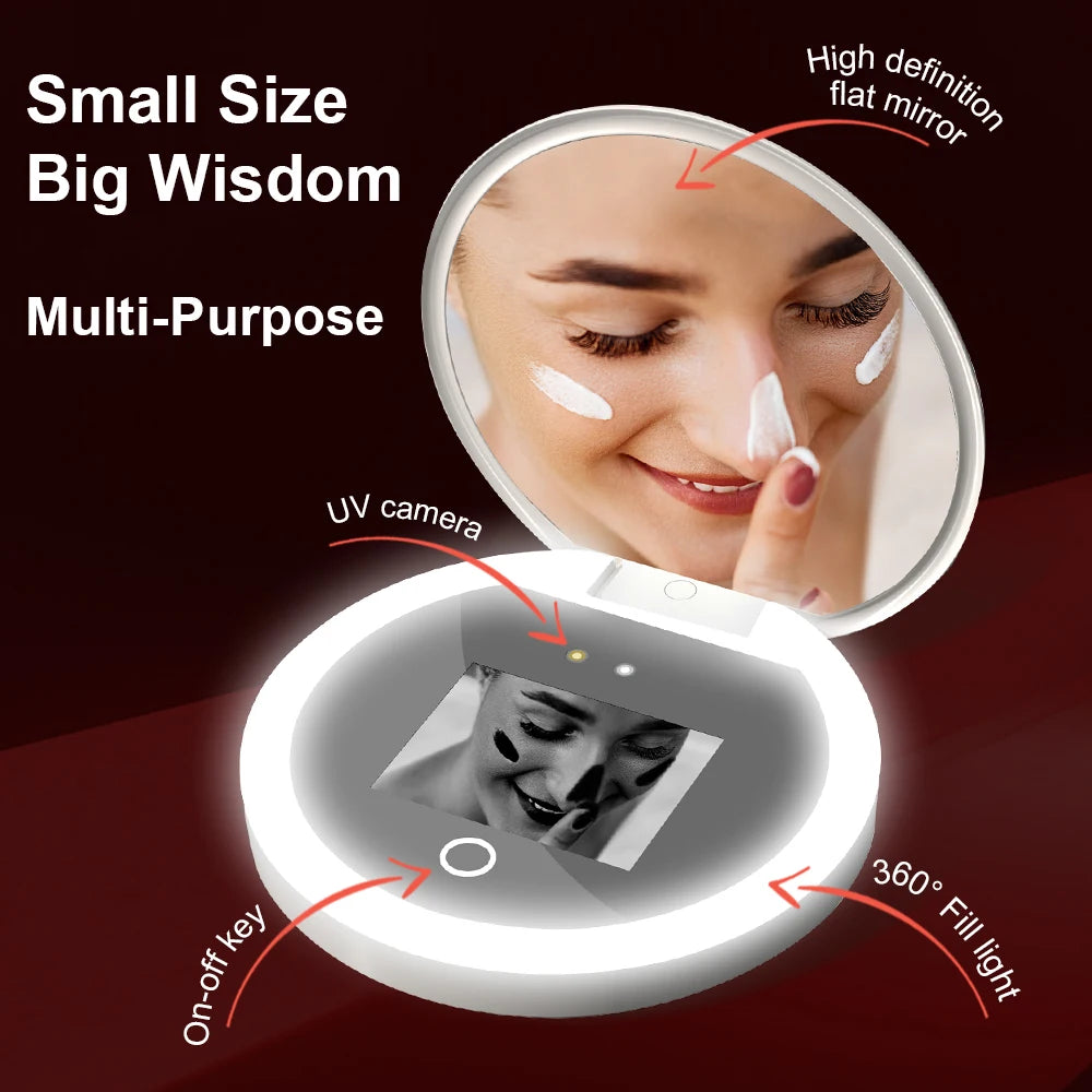 Smart Sunscreen Led Light Portable Makeup Mirror Uv Camera Visual Face Sunscreen Makeup Mirror