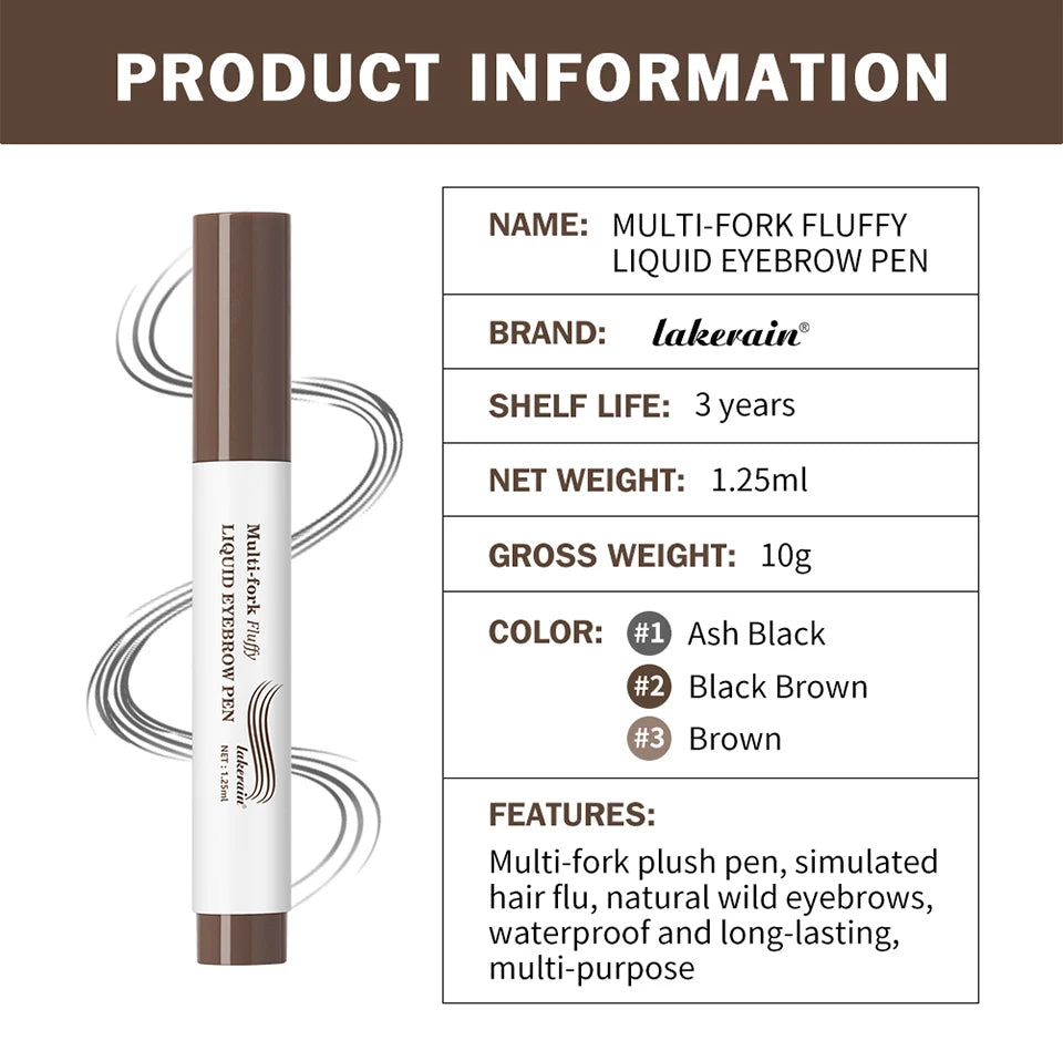 Long Lasting 4D Eyebrow Pen Multi Forks Liquid Pen Tip Fine Sketch Liquid Tattoo Brow Waterproof Precise Makeup