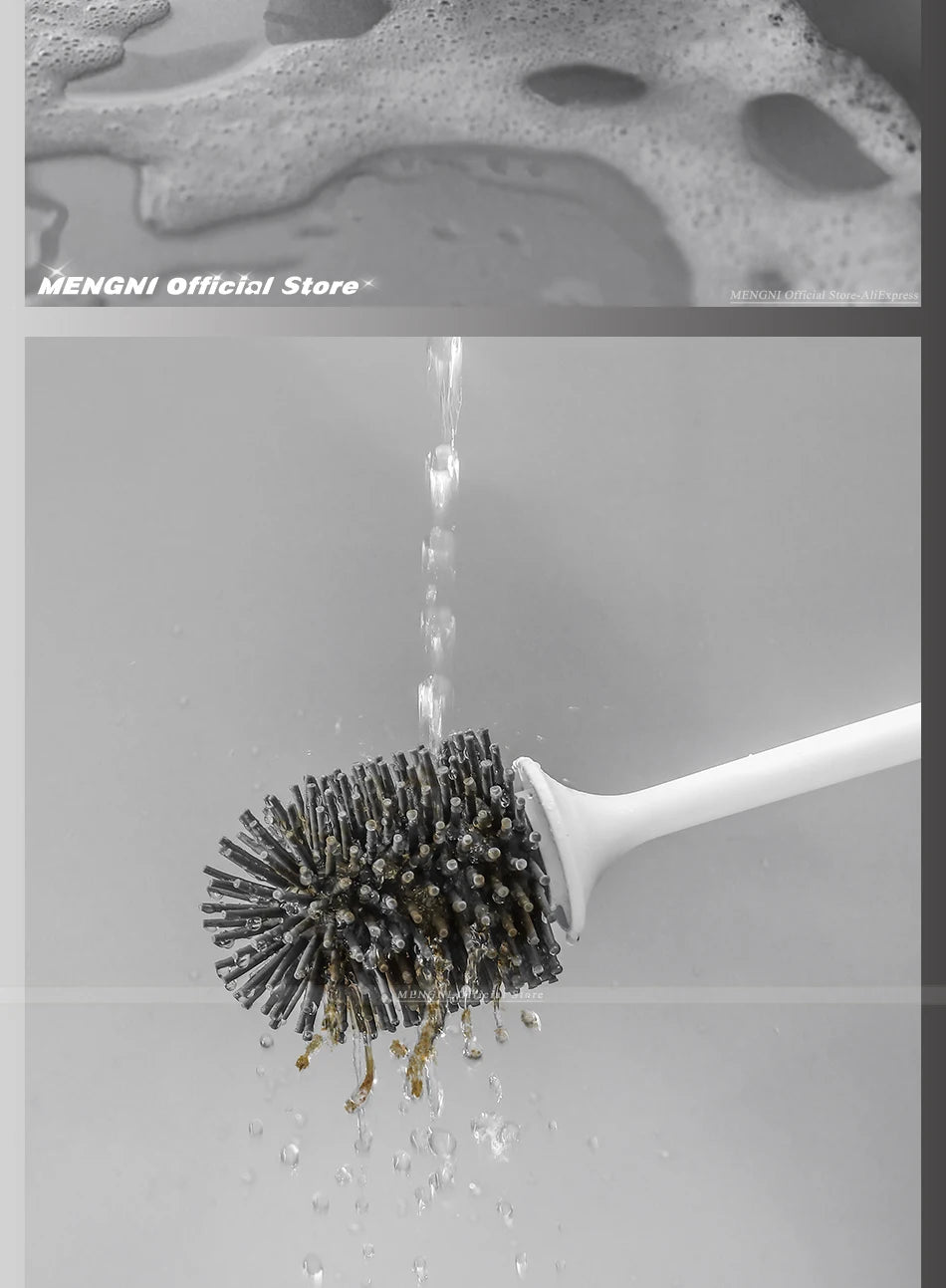 MENGNI-Silicone Toilet Brush Cleaner Brush Wall Floor Bathtubs And Accessories Cleaning Tools Cleanliness Bathroom Accessories