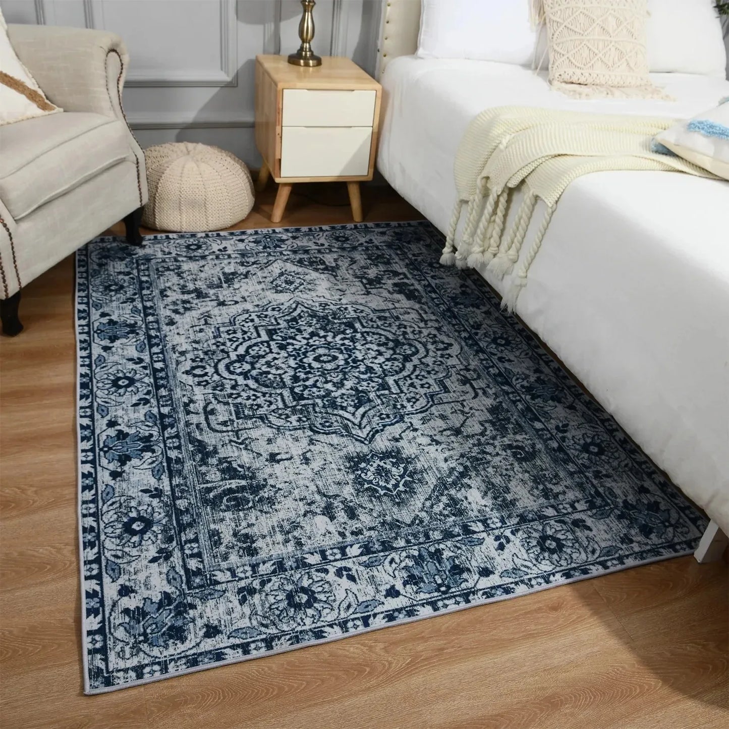 Turkish Persian Rug - Retro Ethnic Large Area Rug for Living Room and Bedroom Decor