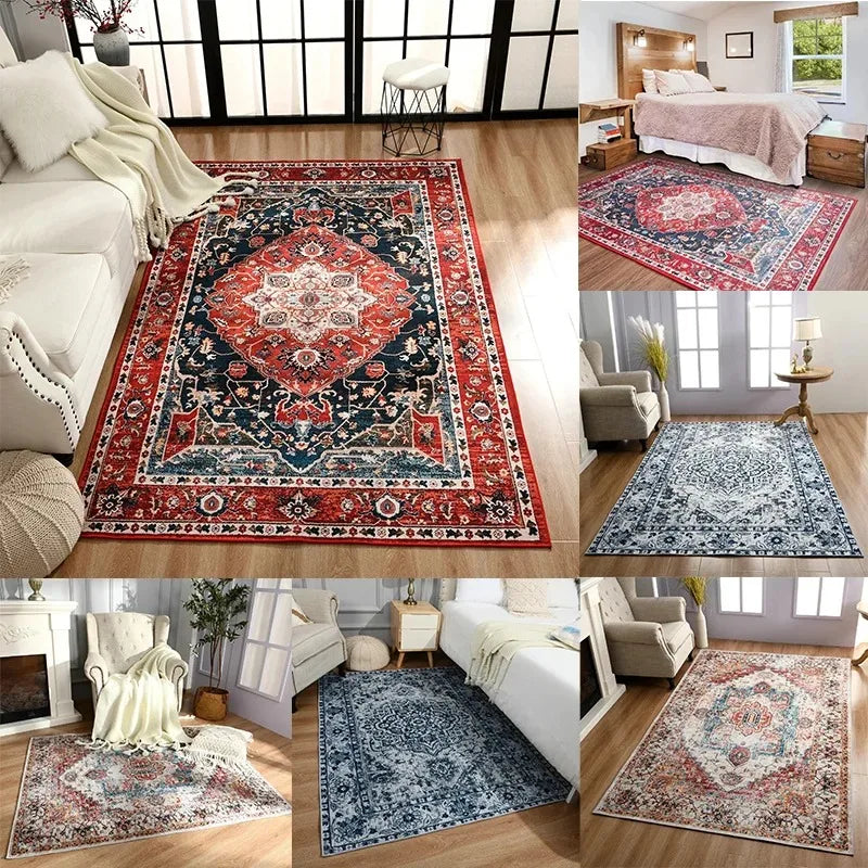 Turkish Persian Rug - Retro Ethnic Large Area Rug for Living Room and Bedroom Decor