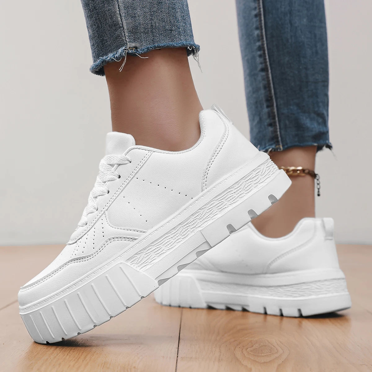 Women Casual Sneakers PU Leather Platform Sneakers for Women Classics Comfort Skateboarding Shoes Non-Slip Free Shipping
