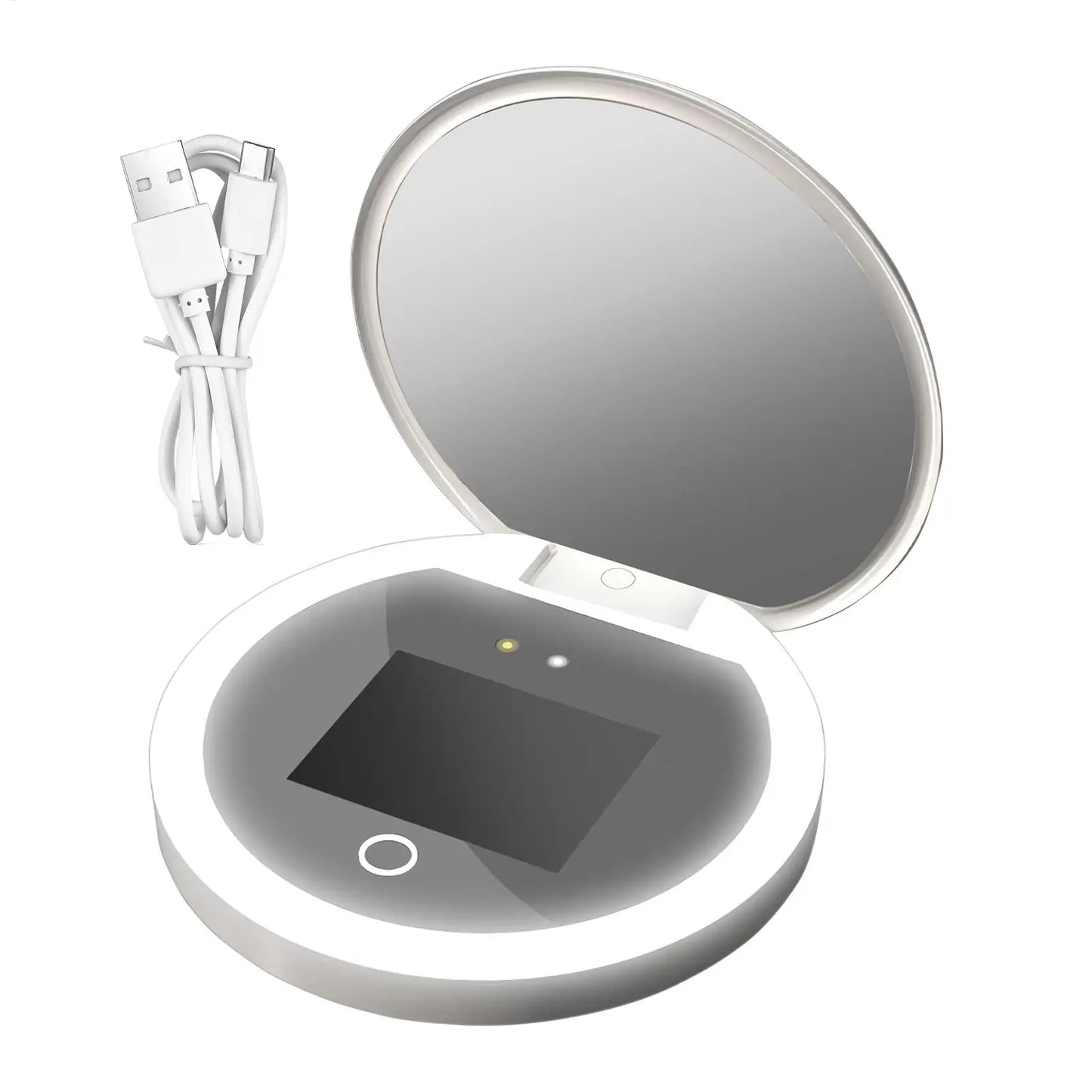 UV Mirror Sunscreen Testing Camera With Light 2X Magnification Travel Makeup Pocket Size UV Smart Sunscreen Makeup Mirror