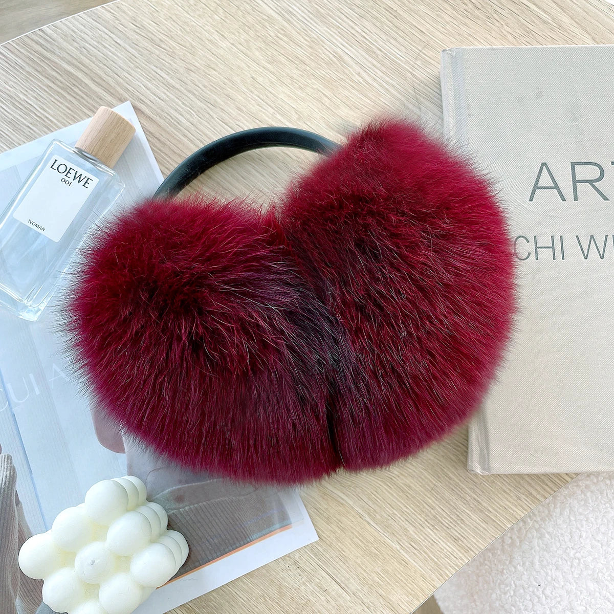 Winter Women Warm Real Fox Fur Earmuffs Girl's Earlap Ultra Large Ladies Plush Earmuff Luxury Ladies Fox Fur Earmuffs