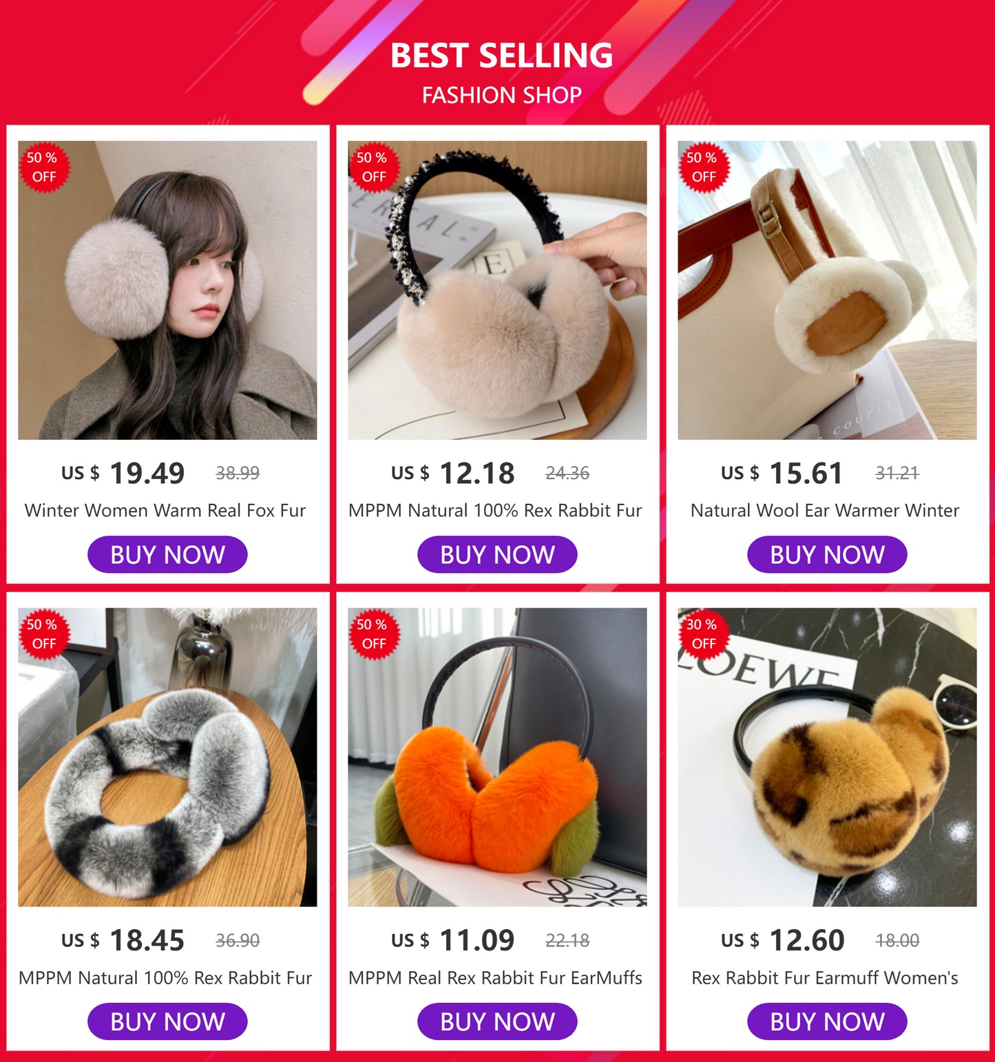Winter Women Warm Real Fox Fur Earmuffs Girl's Earlap Ultra Large Ladies Plush Earmuff Luxury Ladies Fox Fur Earmuffs
