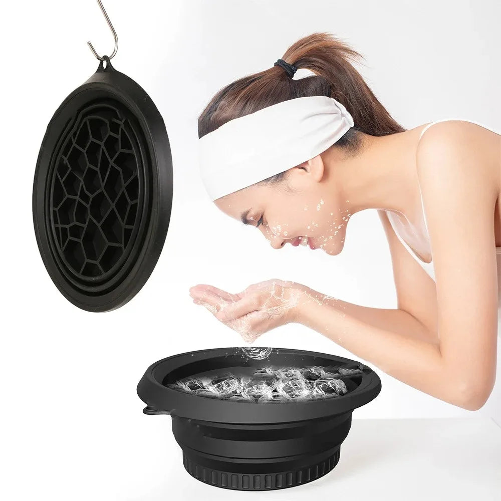 Foldable Face Ice Bath Bowl - Portable Silicone Facial Plunge Basin for Home Skincare