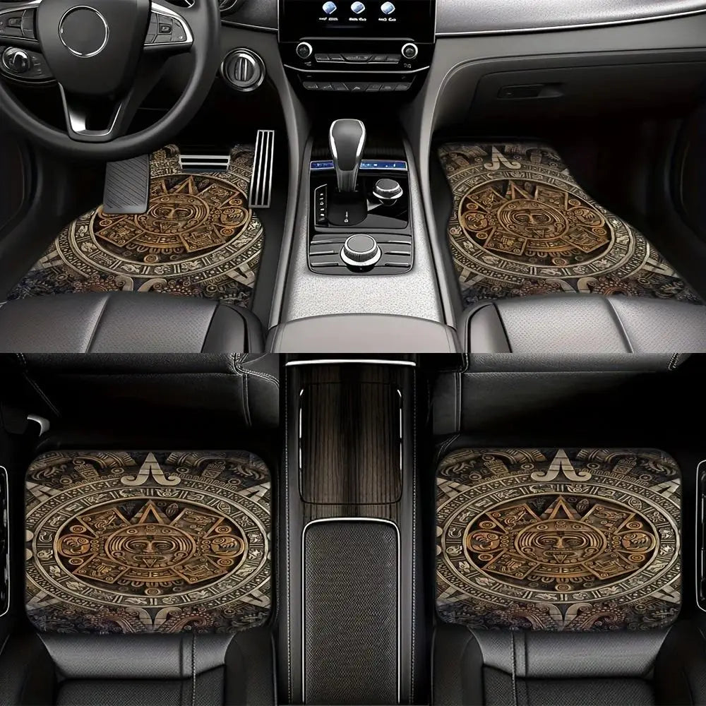 4Pcs Bohemian Car Floor Mats Rubber Back Heavy Duty Persian Carpet Dirty Resistant Car Decoration Car Floor Protector Rugs