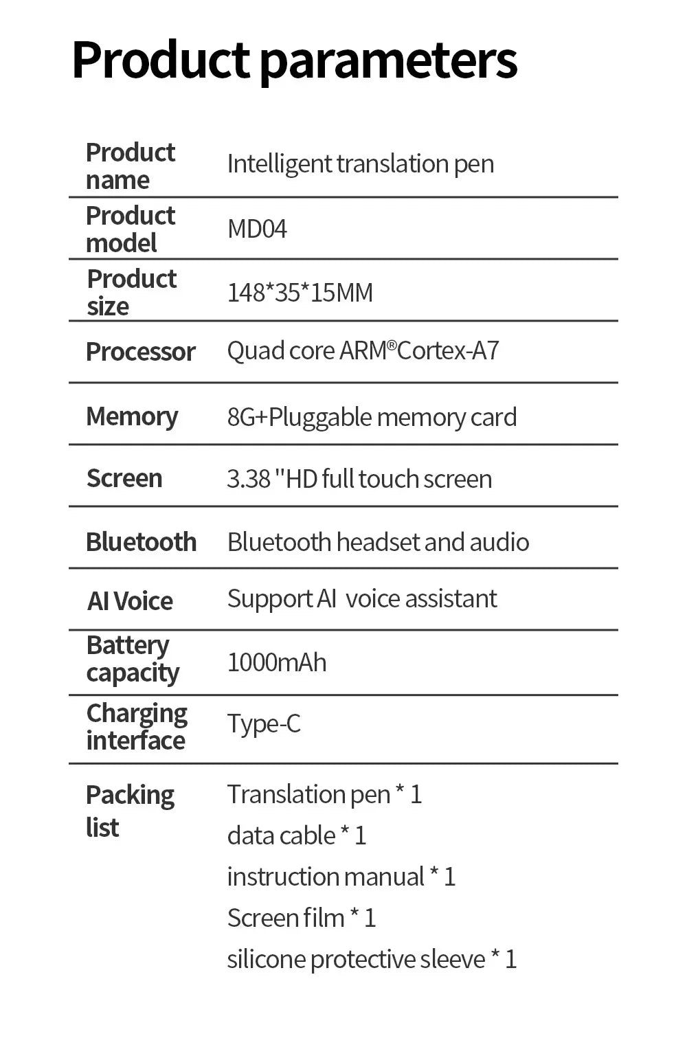 2026 Smart AI Scan Pen – 134 Languages, Voice & Photo Translator, 3.38” Touchscreen, Offline Record & Instant Translation