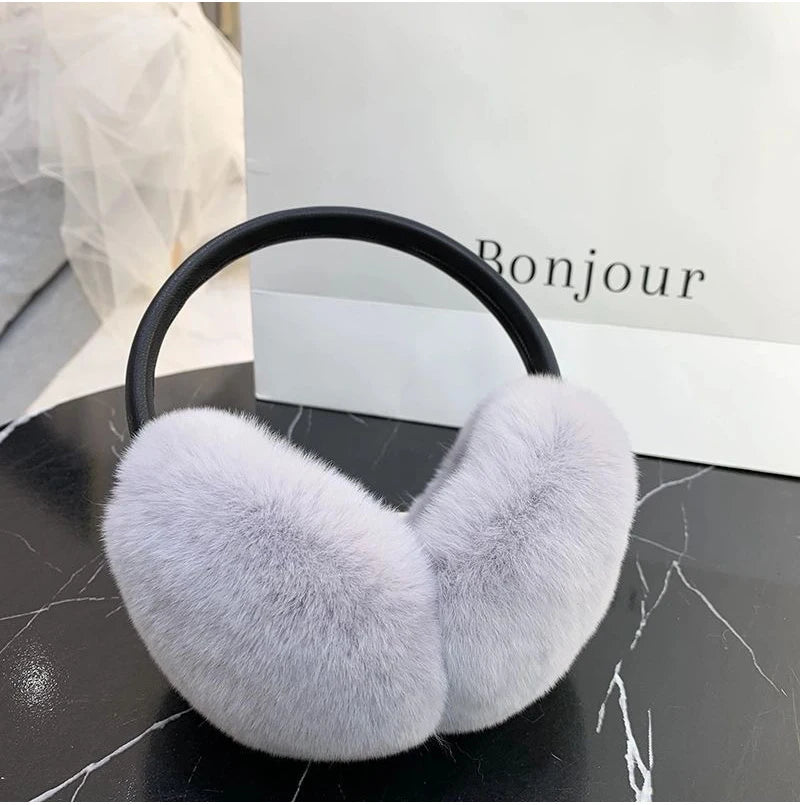 Natural 100% Rex Rabbit Fur Earmuffs Fashion Women Warm Russia Winter Real Fur Earmuffs Children Ear Cover fur Earlap Girl