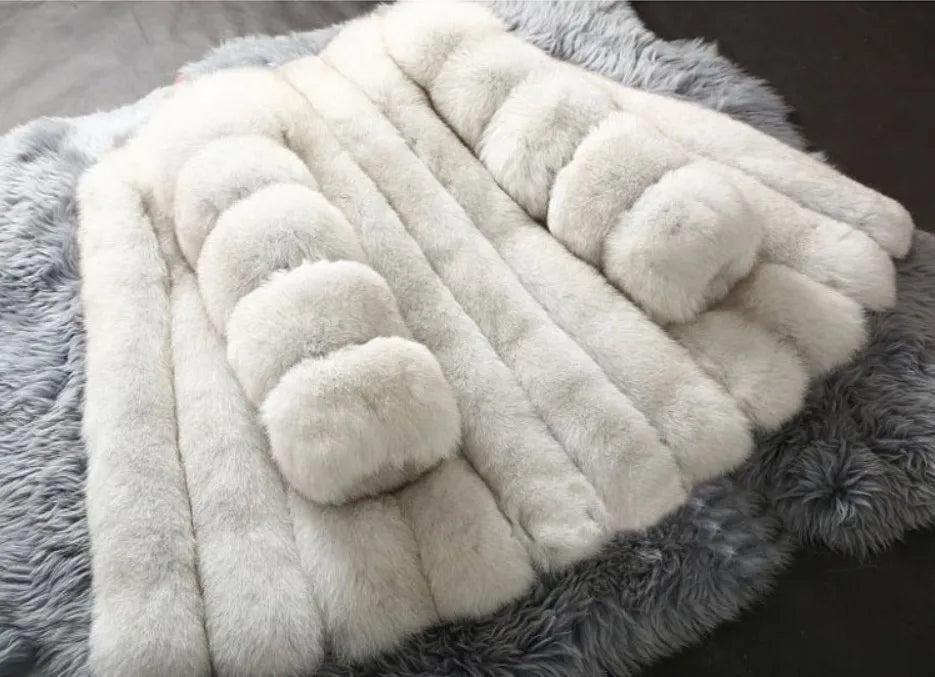 Luxe Faux Fur Jackets for Women Long Puff Sleeve Woman Coat Solid Short Warmth Outerwear Clause Ladies Elegant Streetwear