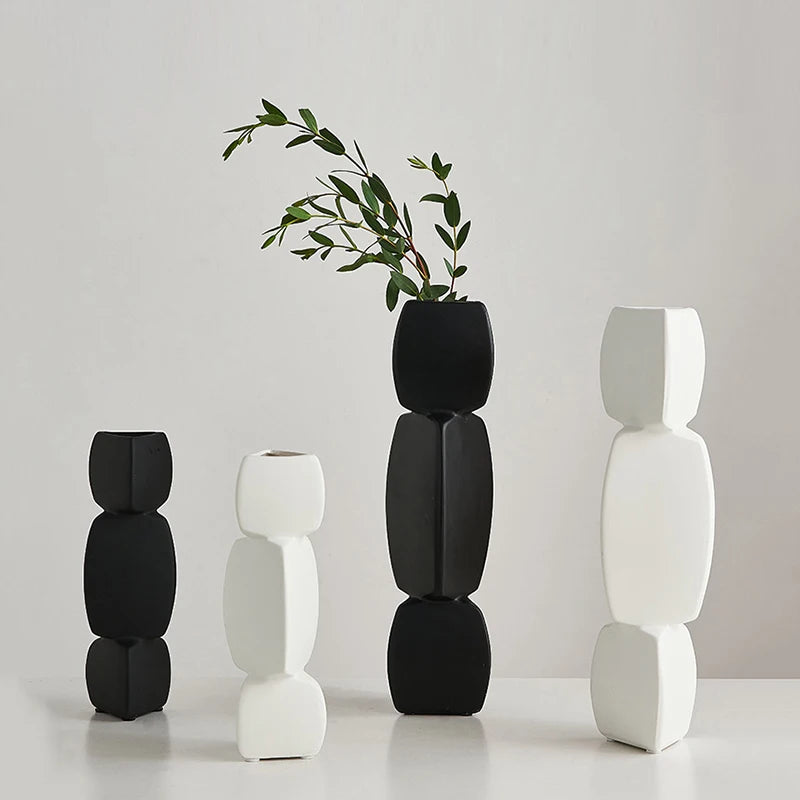 Modern Minimalist Black Vase - Nordic Style Home Decor Art Ornament for Living Room