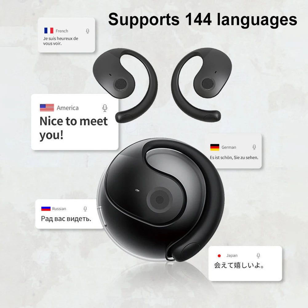 Wireless BT AI Translation Earbuds 99% Accuracy 144 Languages Real-time Language Translation Earphones Smart Voice Translator fo