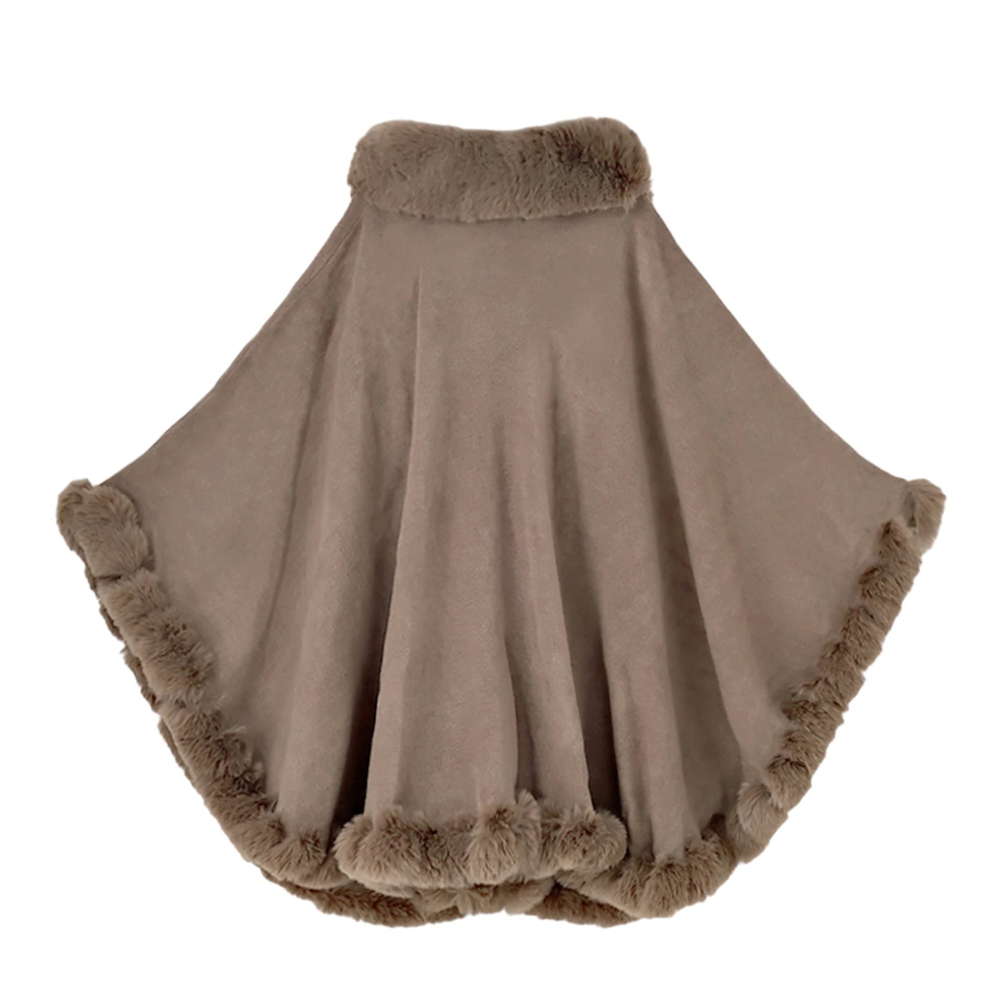 Women Faux Fur Neck Winter Poncho Overcoat Cape Thick White Black Warm Shawl Cloak Big Pendulum Cardigan Loose Coat