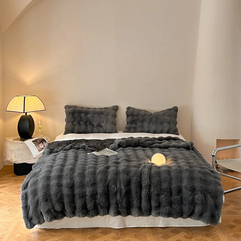 Luxury Faux Fur Rabbit Fur Thickened Blanket, Winter Soft Blanket Throw for Home Bed Sofa Cover 100X150cm 150X200cm 200X230cm