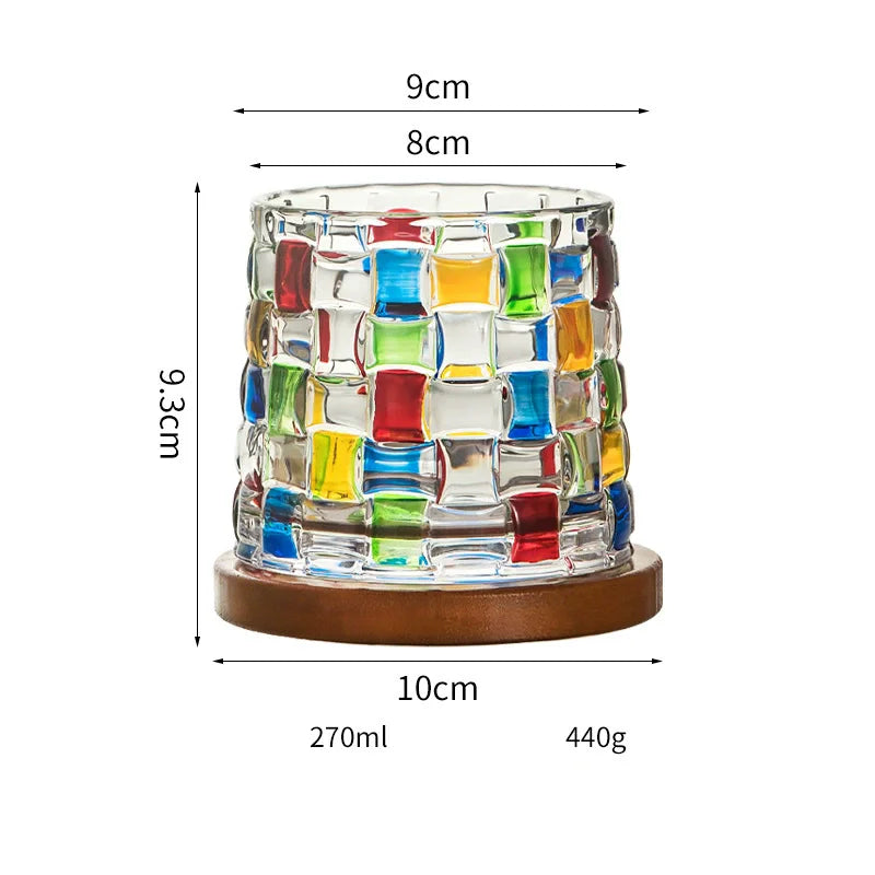 Tumbler Whiskey Glass with Base Crystal Whiskey Glasses Rotating Spinning Wine Brandy Glass Cup Drinkware for Bar Home
