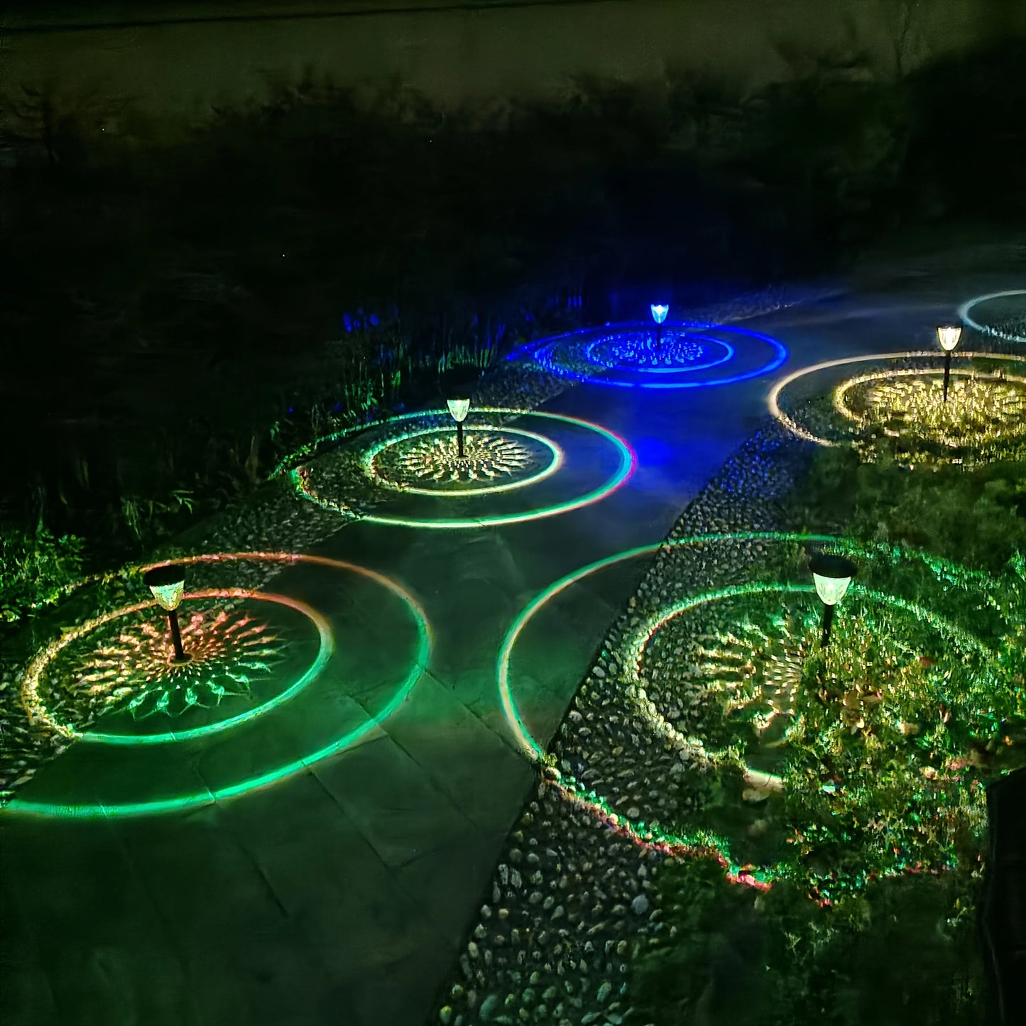 Solar RGB Color Changing Garden Lights - Waterproof Auto On/Off Landscape Lighting