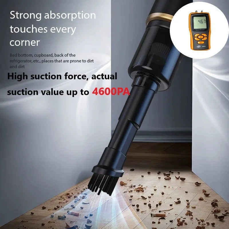 High power portable wireless vacuum cleaner, compatible with both car and home use, equipped with various accessories