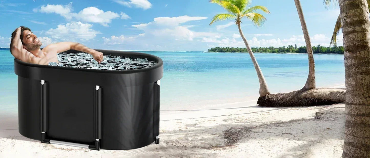2026 Foldable Ice Bath Tub – Portable Cold Plunge Tub for Home & Outdoor Cold Therapy, Oval Spa-Style Relaxation