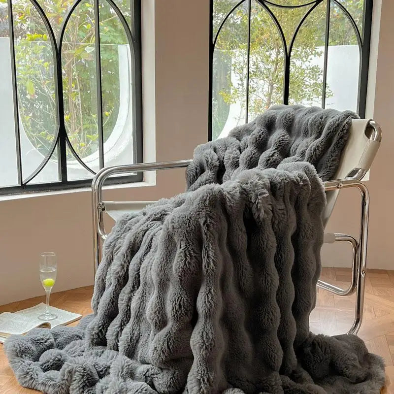 Luxury Faux Fur Rabbit Fur Thickened Blanket, Winter Soft Blanket Throw for Home Bed Sofa Cover 100X150cm 150X200cm 200X230cm