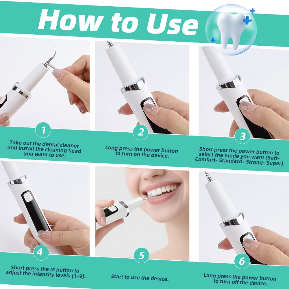 Electric Tooth Polisher - 4 Modes Dental Tartar Remover Plaque Stains Cleaning Teeth Whitening Tool