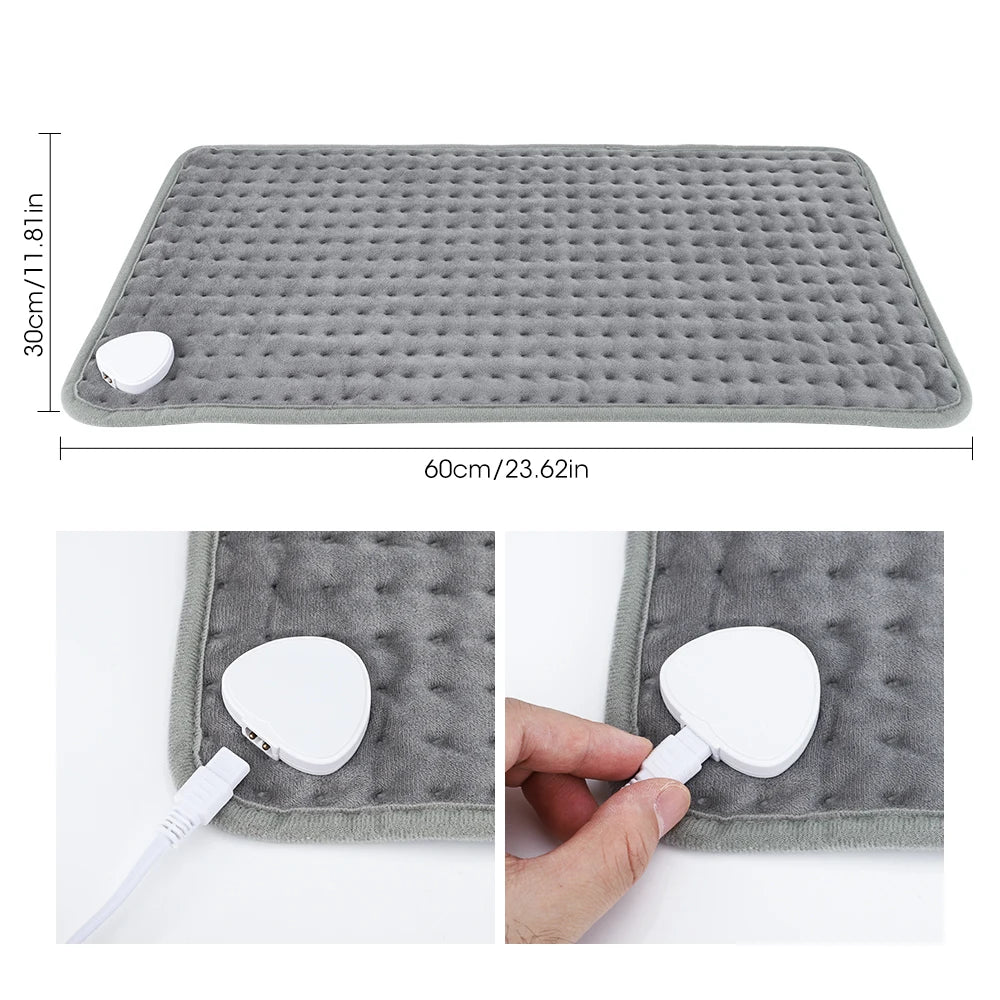 Electric Heating Blanket Thermal Pads Warmer 9 Levels Heated Mat Soft&Safe Winter Body Back Leg Warmer Pads Home Use 60*30cm