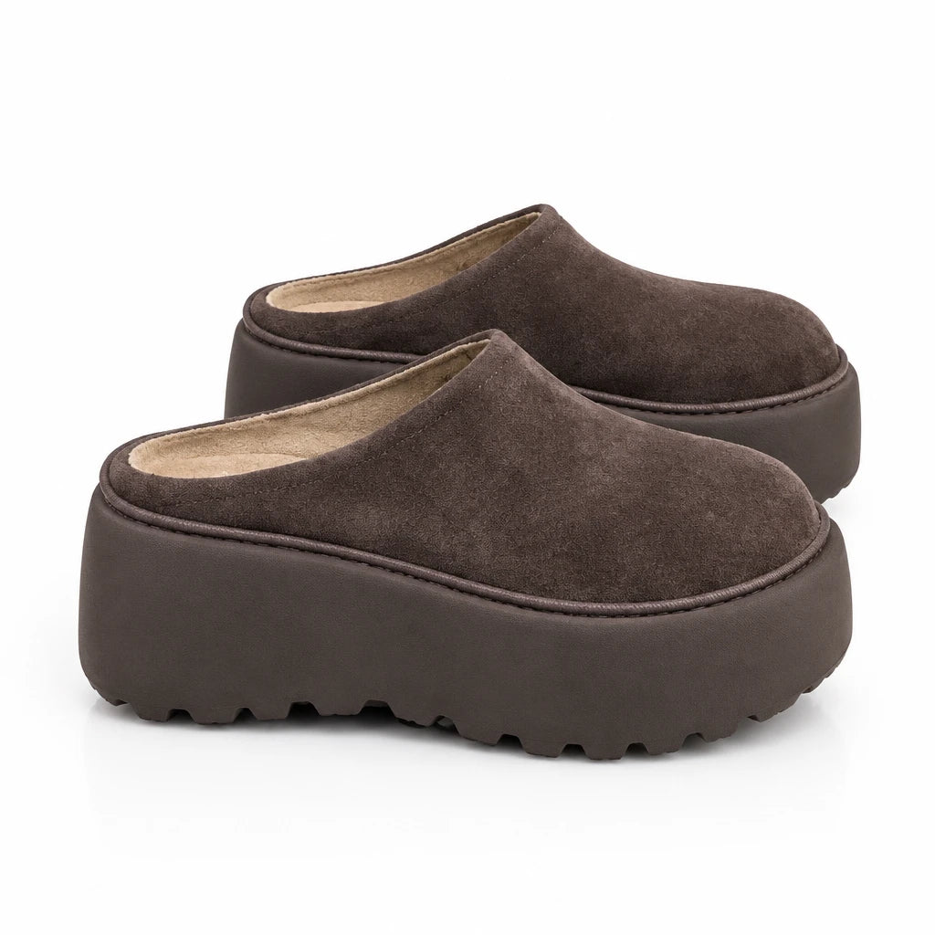 Women's slip-on wedge slippers with plush options