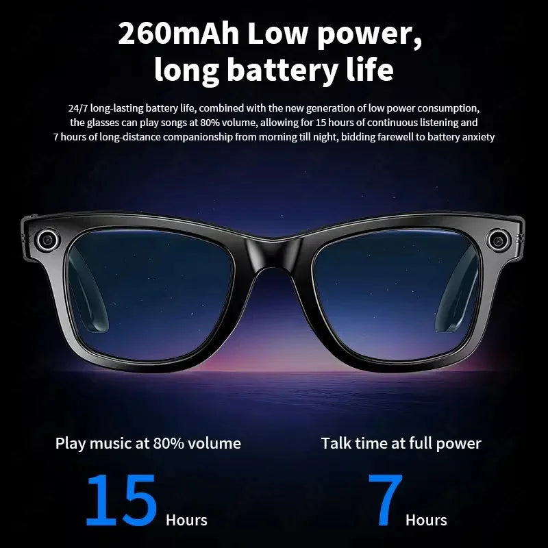 2026 Smart Glasses 8MP Camera WiFi Bluetooth Touch Control IP65 Waterproof AI Translation Noise Cancelling AI Glasses Women
