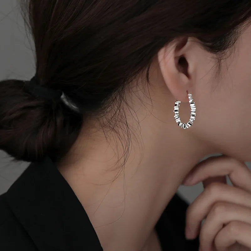 New 925 Sterling Silver Earrings Charming Minimalist Style Geometric Earrings Party Gift Women Fine Jewelry