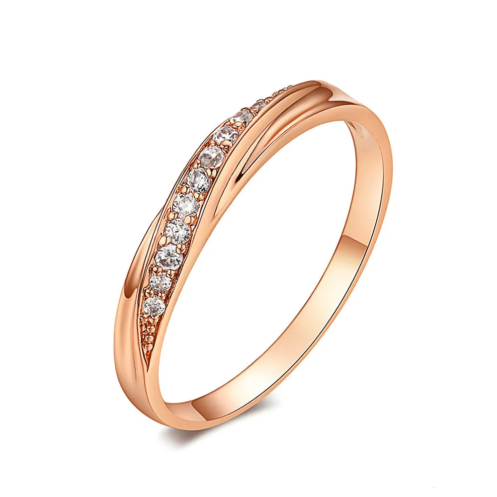 Engagement Wedding Rings For Women Promise Dainty Ring Fashion Jewellry Simple Rose Gold Color Zirconia Jewelry Female R314
