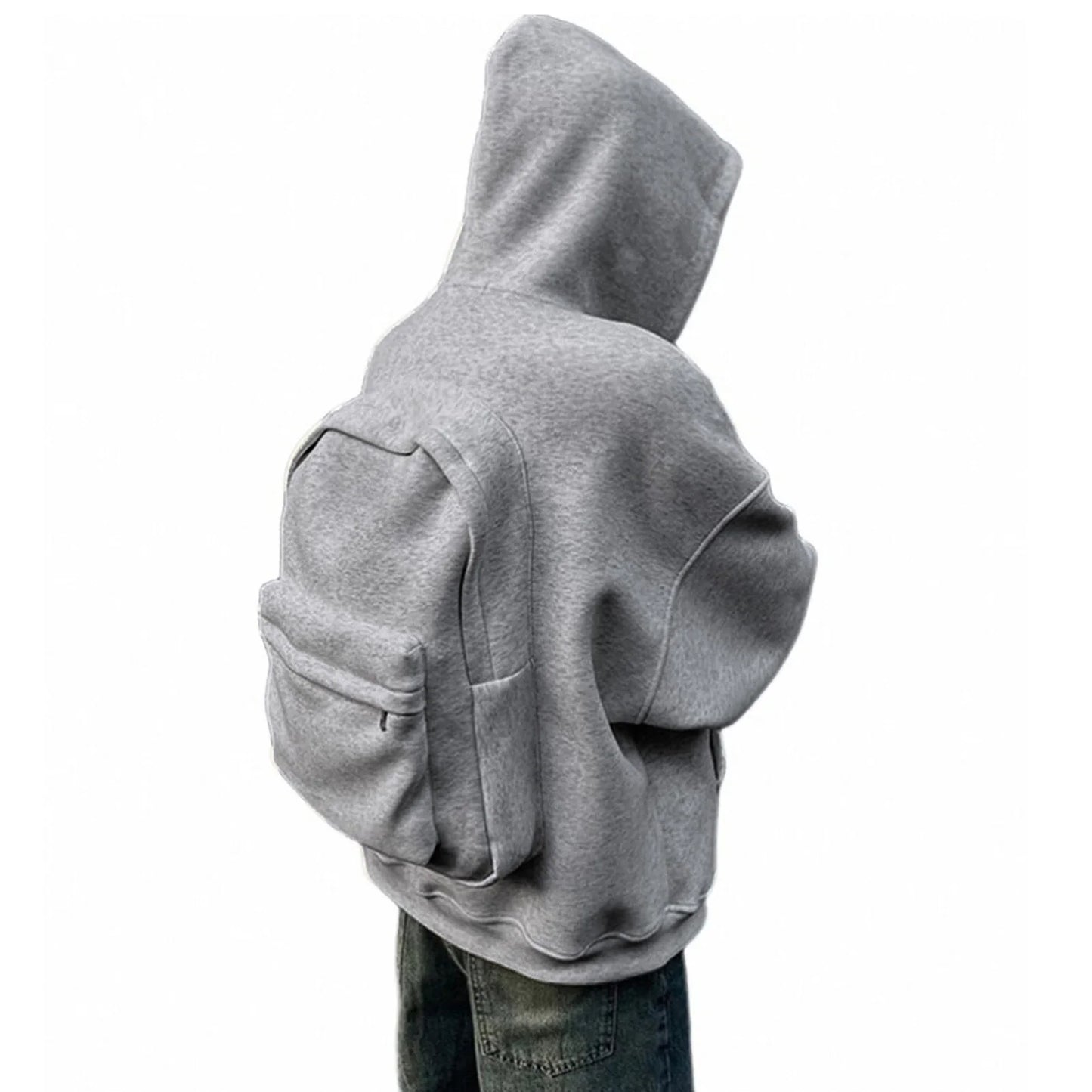 Streetwear Fashion Backpack Hoodie Three dimensional Backpack Casual Hoodie Autumn Winter High Street Trend Top Loose Sportswear