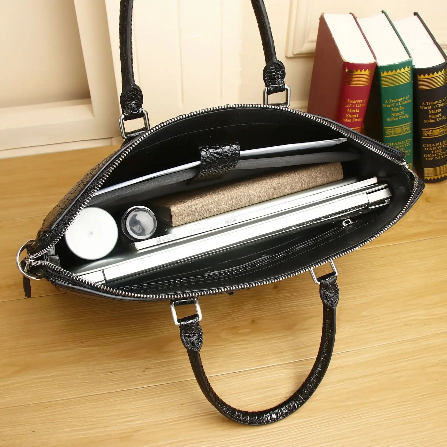 2025 New alligator Laptop Bags Cow Genuine Leather Men's Briefcase Luxury Brand Male Handbags Men Messenger 14 Inch Computer Bag