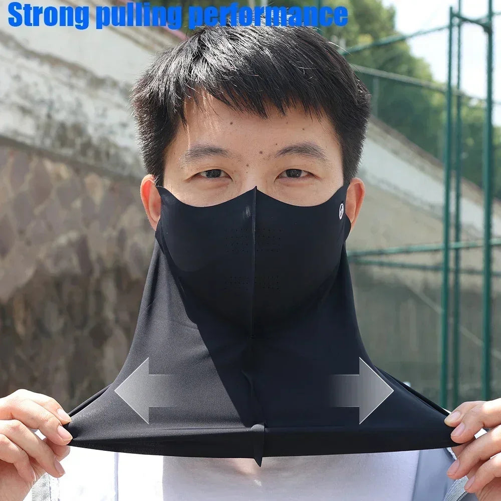 Ladies and Men's Summer Full Face Hyaluronic Acid Sunscreen Mask UPF 500+UV Protection Breathable Ice Silk Mask for Outdoor Spor