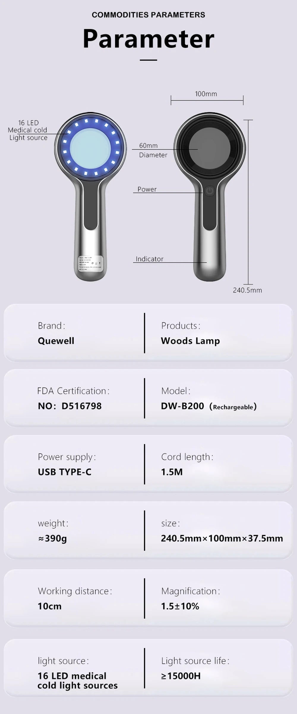 NEW Woods Lamp Skin Analyzer For Skin UV Magnifying For Beauty Facial Testing Wood Lamp Light Skin Analysis Detection Skin Care