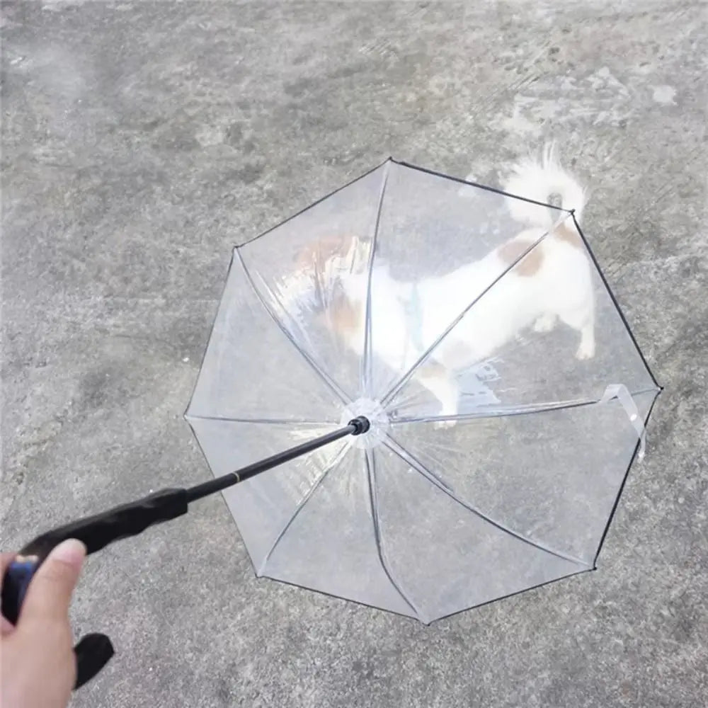 Detachable Clear Pet Dog Umbrellas C-Shape Handle with Leash Doggy Poncho Adjustable Rainproof Raincoat for Dogs Pet Supplies