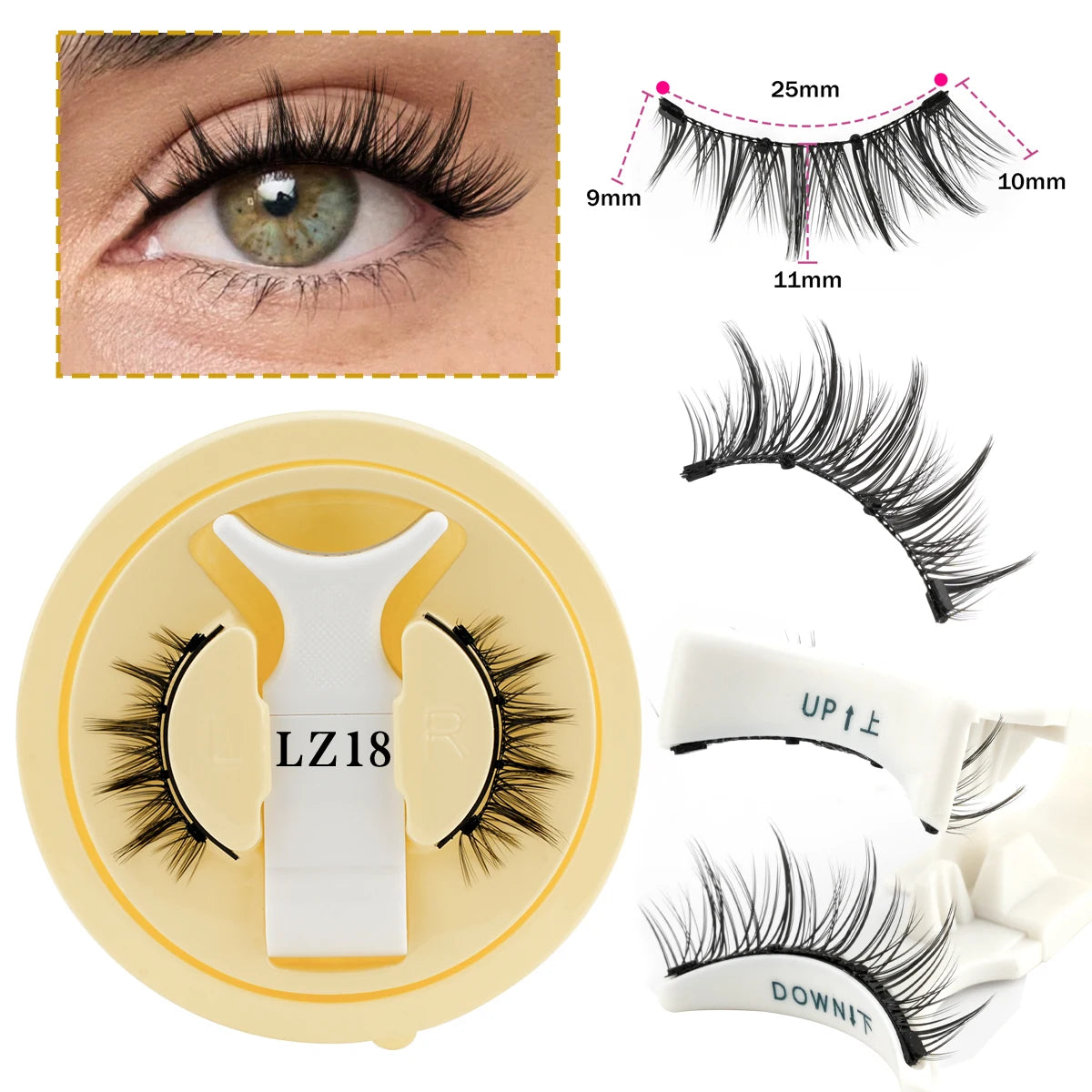 Magnetic Eyelashes 3D Mink - Reusable False Lashes Set with Tweezers Tool