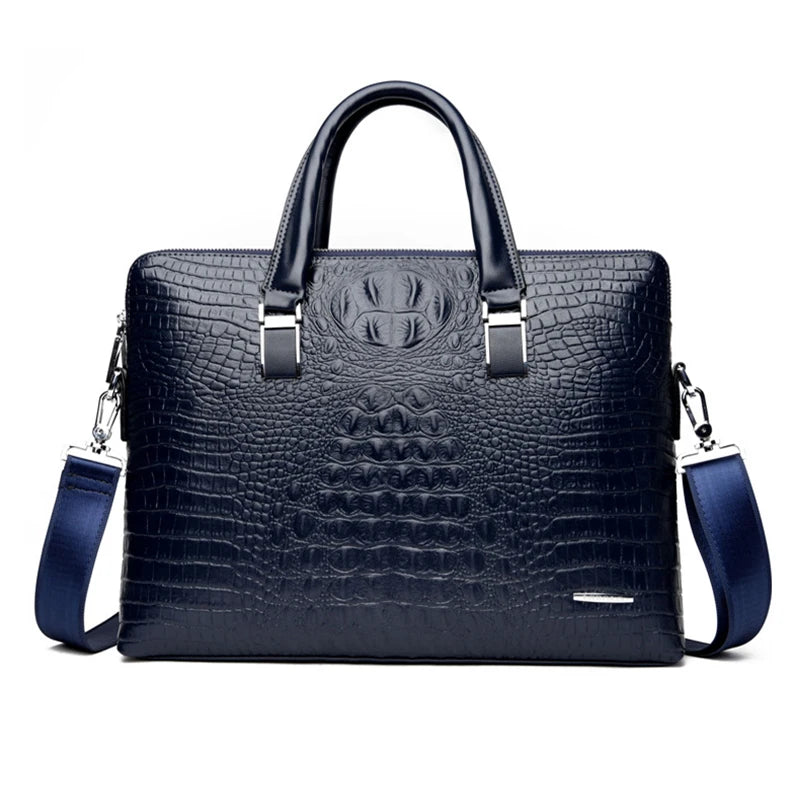 Alligator Briefcase Bag for Man PU Leather Crocodile Tote Handbag Laptop 14 Male Shoulder Business Messenger Crossbody Side Bag