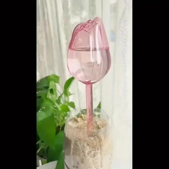 Pink Tulip Plant Watering Balls - Automatic Plant Drippers for Indoor & Outdoor Plants