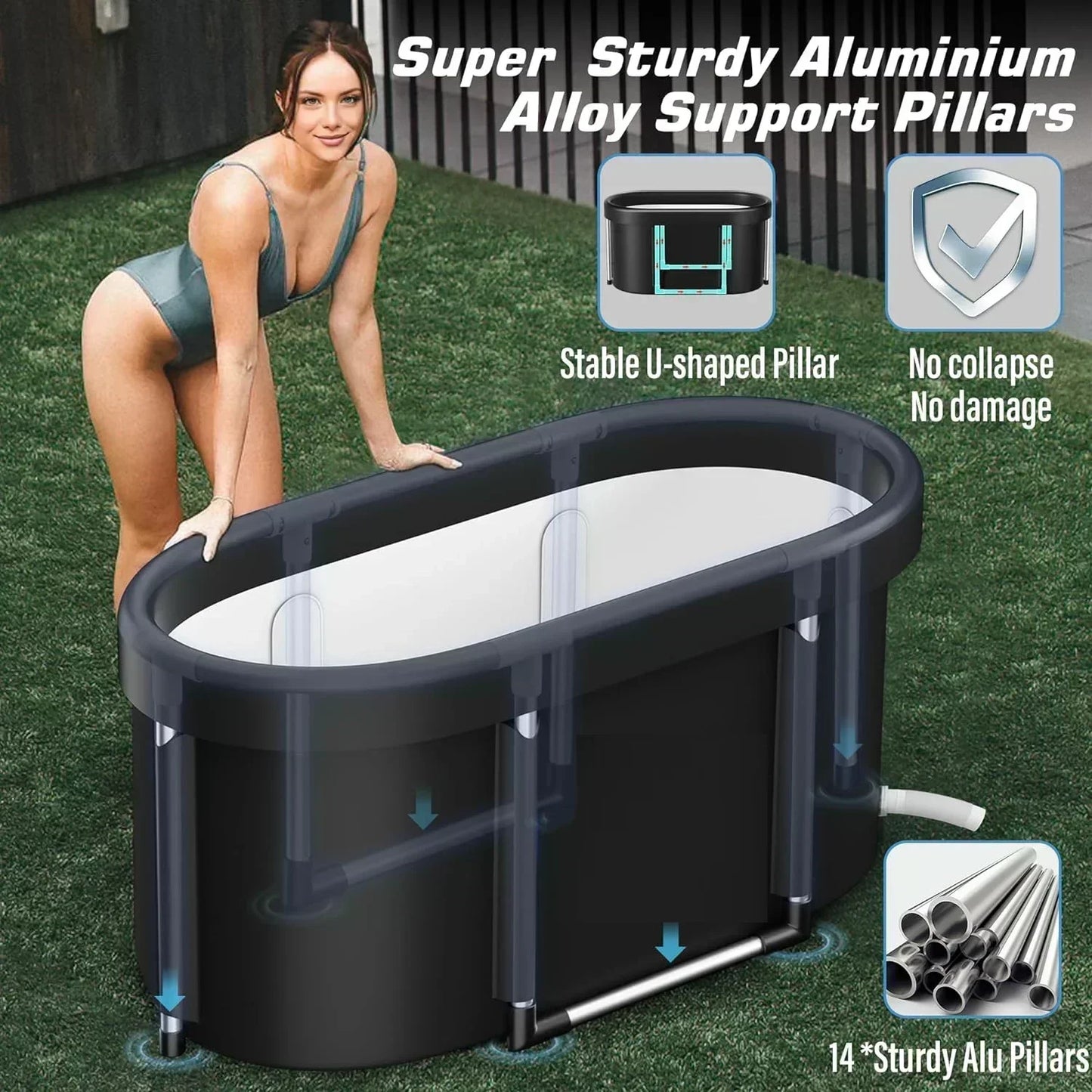 2026 Foldable Ice Bath Tub – Portable Cold Plunge Tub for Home & Outdoor Cold Therapy, Oval Spa-Style Relaxation
