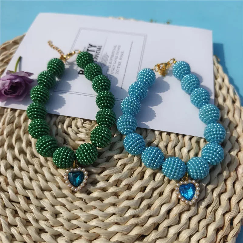 Hot Sale High-end Colorful Personalized Pearl Pet Collar Adjustable Neck Necklace for Puppy Cats Dogs Wedding Party Pet Supplies