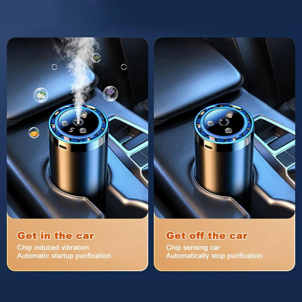 Smart Car Air Freshener - Adjustable Automatic Scent Diffuser with Starry Sky Ambient Light