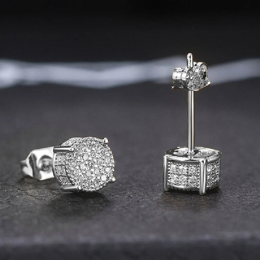 Luxury Exquisite Men's And Women's Earrings, Gold color And Silver color Inlaid Crystal Zircon Fashion Hip Hop Party Jewelry G
