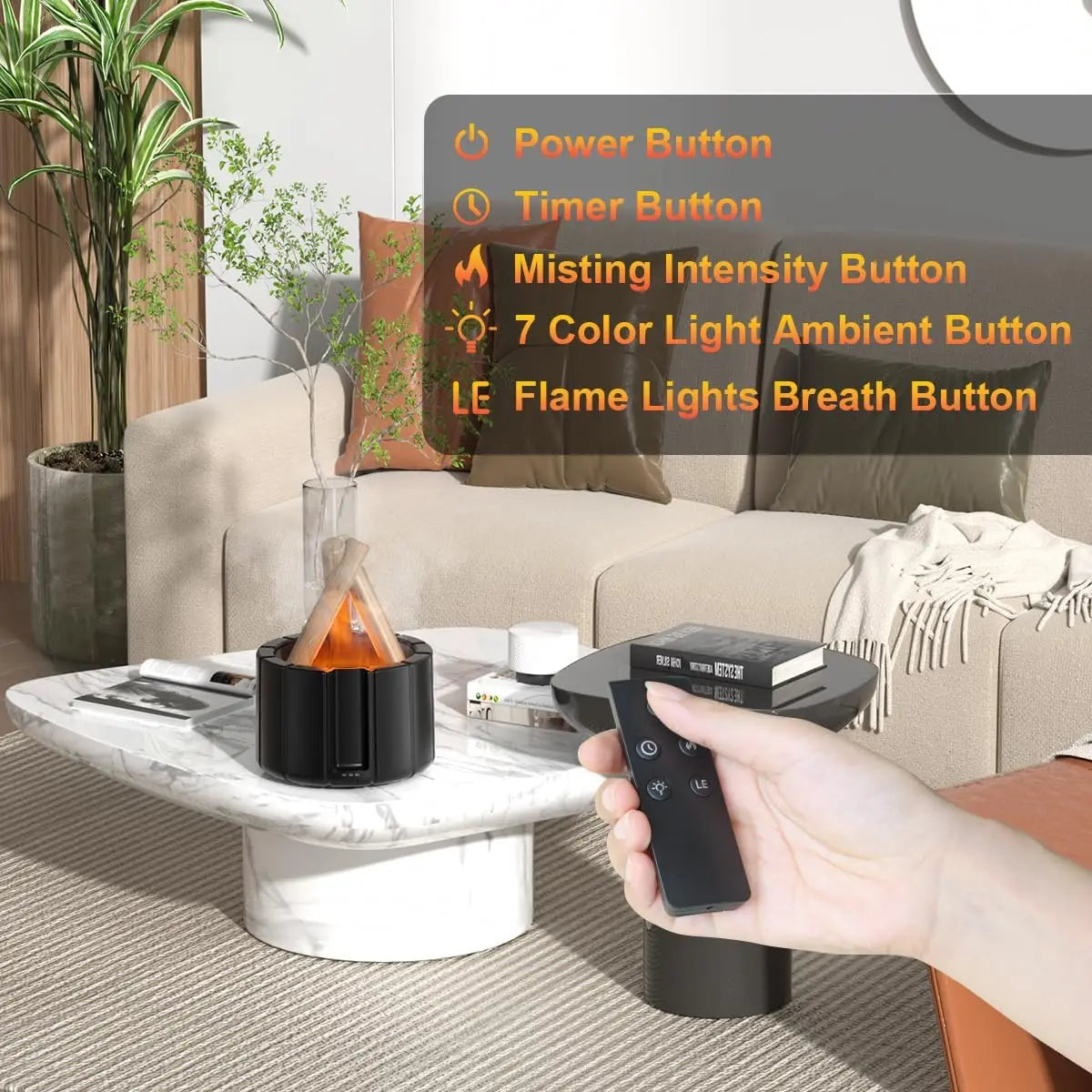 2025 New Simulated Flame Aroma Diffuser - Bonfire Air Humidifier Ultrasonic Cool Mist LED Essential Oil Lamp
