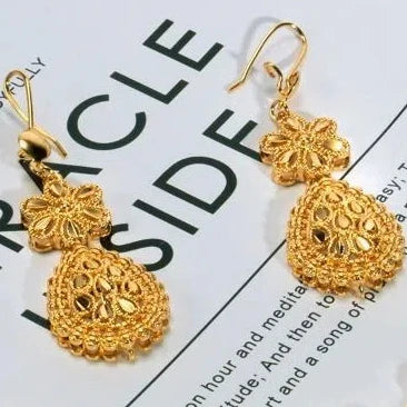 24K Gold Dubai Jewelry Sets Gifts Dubai India Style Gold Color Necklace Earring Set Plated Big African Bridal Jewelry Sets Women