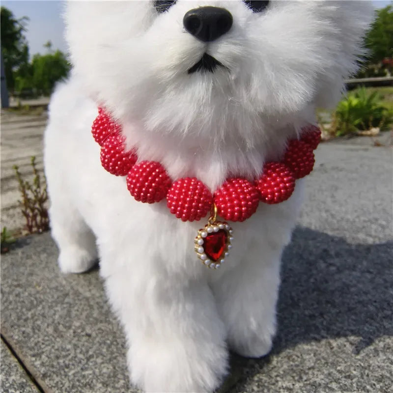 Hot Sale High-end Colorful Personalized Pearl Pet Collar Adjustable Neck Necklace for Puppy Cats Dogs Wedding Party Pet Supplies