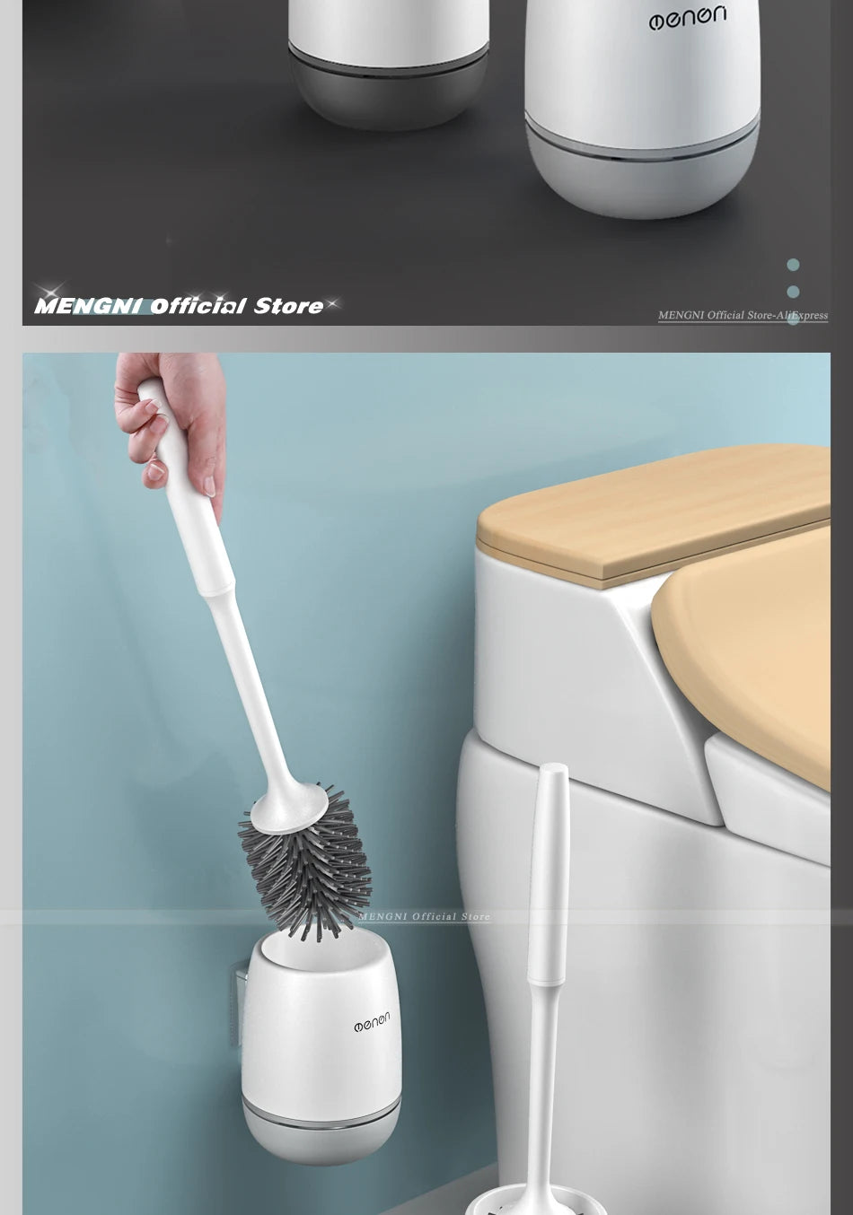 MENGNI-Silicone Toilet Brush Cleaner Brush Wall Floor Bathtubs And Accessories Cleaning Tools Cleanliness Bathroom Accessories