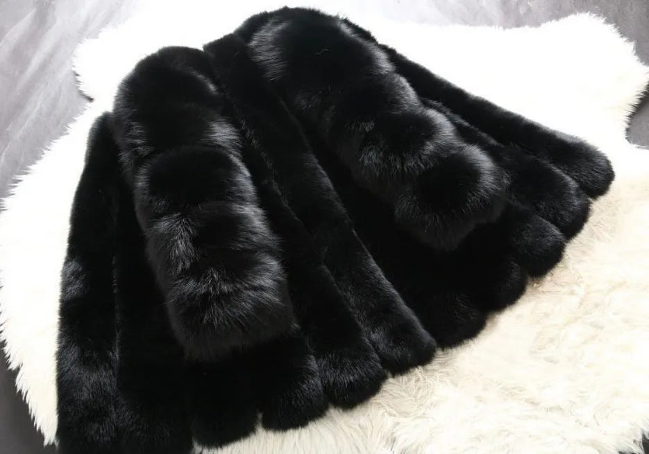 Luxe Faux Fur Jackets for Women Long Puff Sleeve Woman Coat Solid Short Warmth Outerwear Clause Ladies Elegant Streetwear